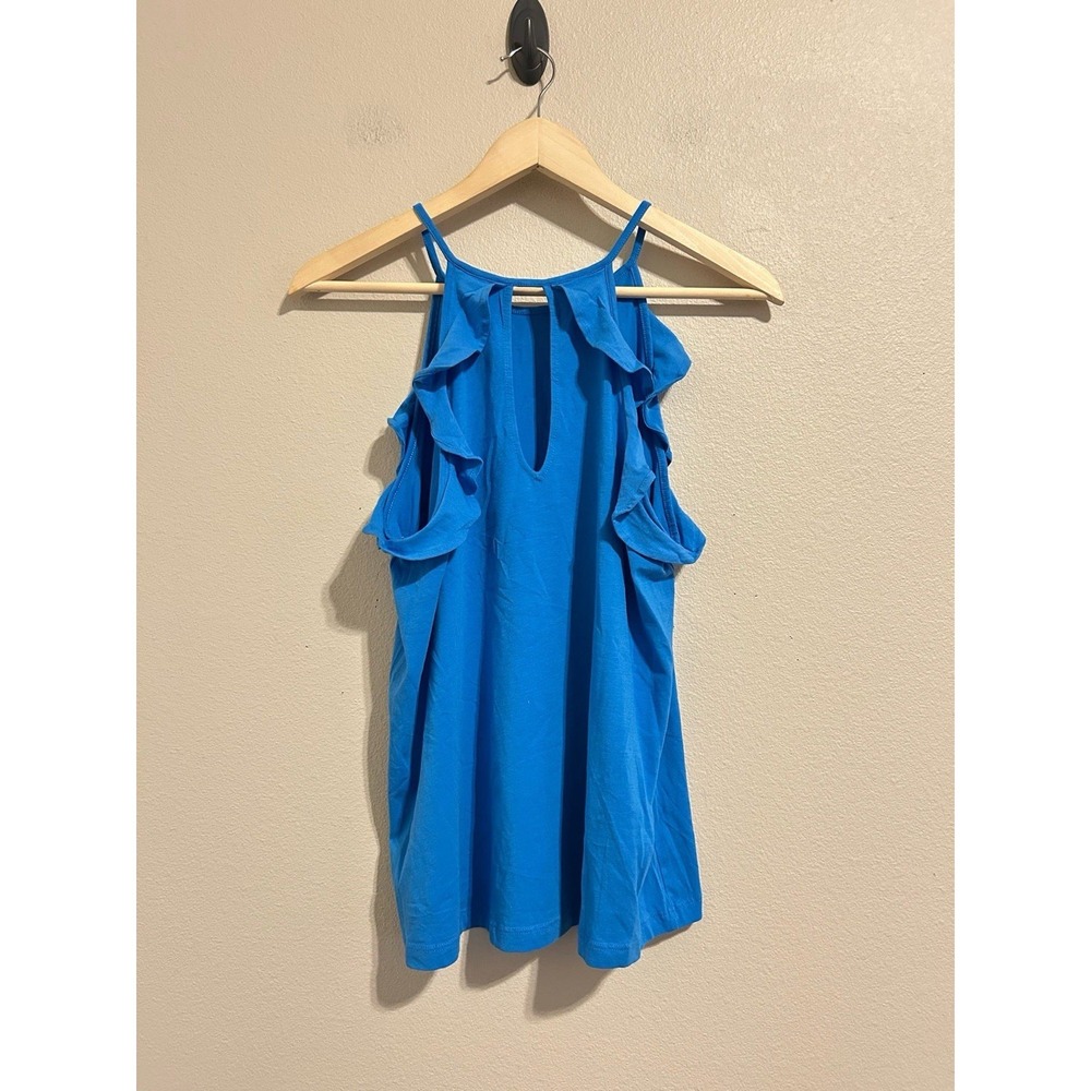 Lilly Pulitzer Blue  Halter Ruffle Tank Top Keyhole Back Medium NWOT